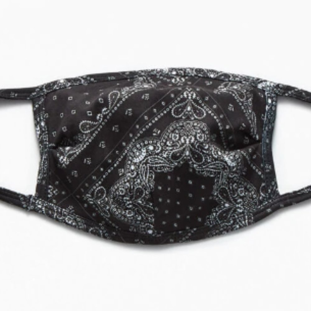 Pacsun Black Paisley One Size Face Mask